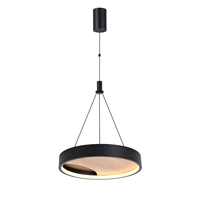 modern kitchen pendant light led height adjustable  wood lights walnut color and black finish